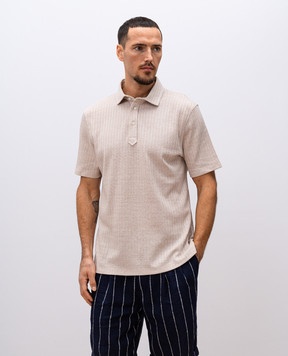 Brunello Cucinelli Бежевое поло с леном в узор. MW8653936