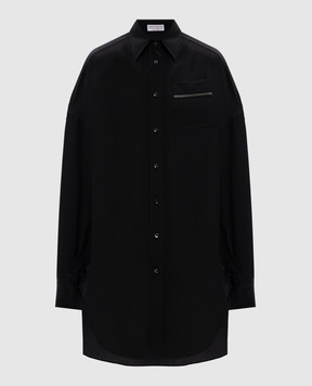 Brunello Cucinelli Чорна блуза із шовку з ланцюжком моніль MB993ML916