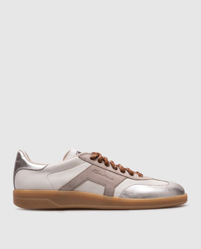 Santoni Белые кожаные кроссовки с логотипом. WBPL61244FARSPSX