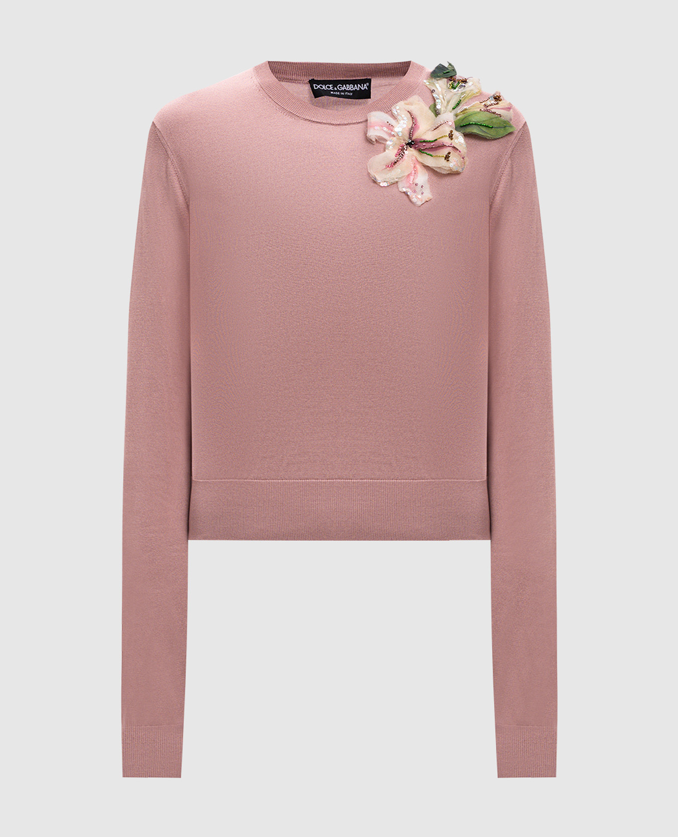 

Розовый джемпер из шелка с аппликацией, Джемпера