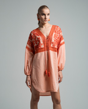 Ermanno Scervino Помаранчева сукня з льоном з вишивкою D444K308LZS