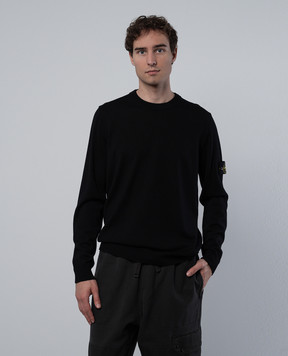 Stone Island Чорний джемпер з вовни з нашивкою логотипа 8115510C4