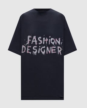 Balenciaga Сіра футболка з принтом 831305TSVC5