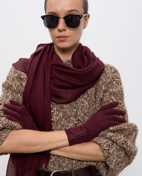 Brunello Cucinelli Бордові рукавички з кашеміру з ланцюжком моніль M12147189
