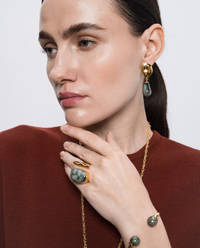 House of Fou Золотисті сережки Lake Ocean з позолотою 22 карат WAKAWITHDROPS