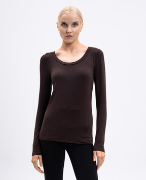 Twinset Коричневый лонгслив с логотипом 252LI2WBB