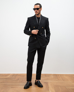 Dolce&Gabbana Чорний джемпер із шовку з вишивкою монограми логотипа GXX03ZJBSK3