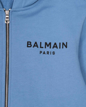 Balmain Дитяча блакитна спортивна куртка з принтом логотипа BV4Q30Z01141214