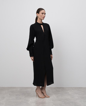 Twinset Чорна сукня міді з фігурним вирізом 242TT2321