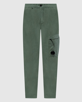 C.P. Company Зеленые брюки с льном с логотипом. MPA263A006273G