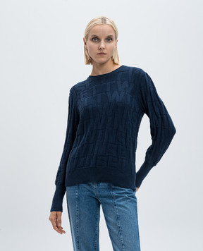 Twinset Синий джемпер с кашемиром в ткани логотипа шаблон. 242TP3601