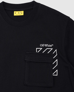 Off-White Детская черная футболка с принтом логотипа OBAA016S25JER001