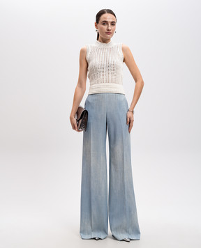 Ermanno Scervino Білий ажурний топ з кристалами D465L312CTVAW