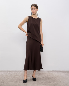 Allude Коричневий топ із шовку 25584002