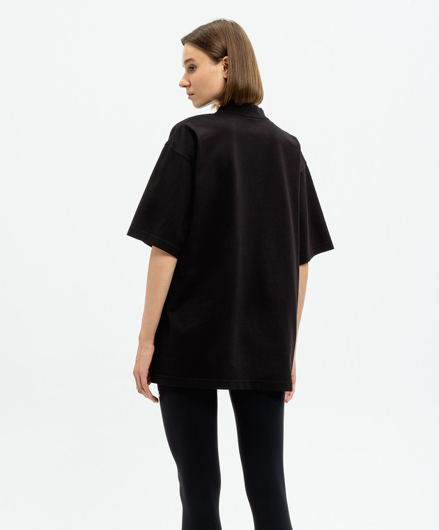 Balenciaga Черная футболка с логотипом 764235TQVS8 изображение 4