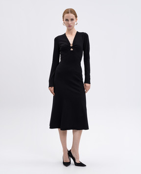 Twinset Чорна сукня міді з логотипом 252TP3140