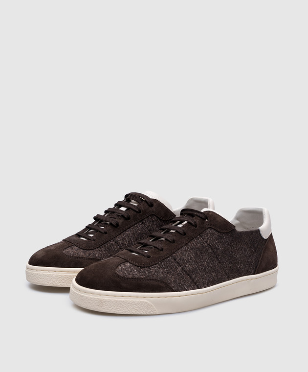 Brunello Cucinelli Коричневые кроссовки с логотипом логотип MZUKVTN286 изображение 2