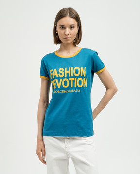 Dolce&Gabbana Синя футболка з принтом логотипа F8H32TG7QRX