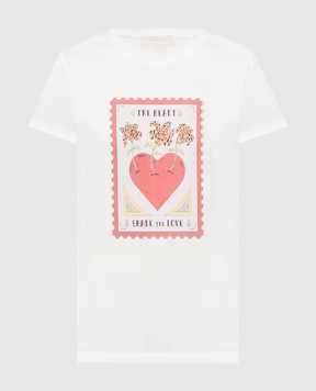 Twinset Белая футболка с принтом Red Heart 241TT2411