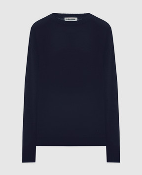 Jil Sander Синий свитер из шерсти с вышивкой монограммы J40GP0047J14524