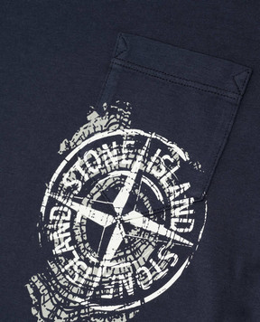 Stone Island Детская синяя футболка с принтом логотип эмблемы K1S162100012S012968