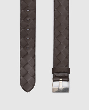 Bottega Veneta Коричневый кожаный ремень с плетением Intrecciato 799046V4KF1