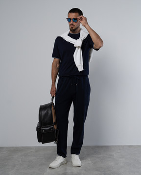 Brunello Cucinelli Синяя футболка с эффектом наложения слоев M0B137427