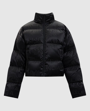 Balenciaga Чорний пуховик у візерунок логотипа 850867TTQ13