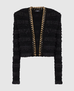 Balmain Черный жакет с люрексом EF0SK256KI46