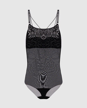 Wolford Черное боди Iris с кружевом 79124