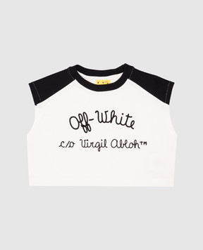 Off-White Дитячий білий топ з вишивкою логотипа OGAC001S25JER002