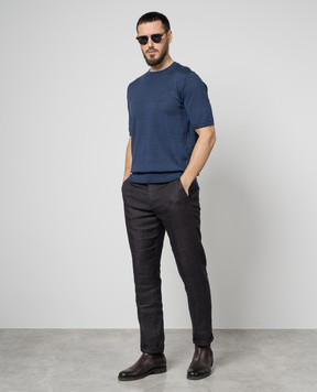 Cashmere&Whiskey Синяя футболка с леном и кашемиром MU9322318455R