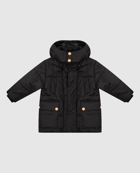 Balmain Дитяча чорна куртка в брендовий візерунок BX2P50B00921214