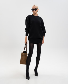Tom Ford Чорна сукня міні з вовною і кашеміром ACK685YAX983