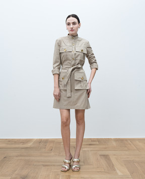 Givenchy Бежевое платье-рубашка мини BW22A915VK