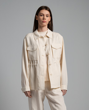 Woolrich Бежева сорочка на кулісці з льоном CFWWOS0106FRUT3043
