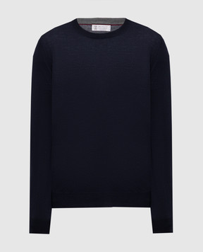 Brunello Cucinelli Синій джемпер з вовни і кашеміру M2400100