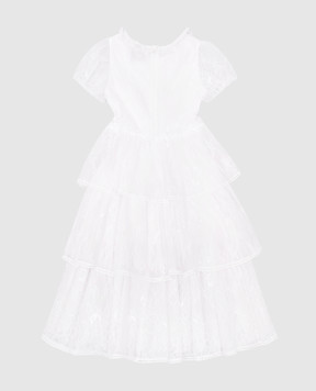 Ermanno Scervino Белое платье из кружева с металлической монограммой логотипа ESFAB007RI304XXSS