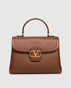 Valentino Коричневая кожаная сумка с логотипом VLogo Signature 7W2B0R87SRS