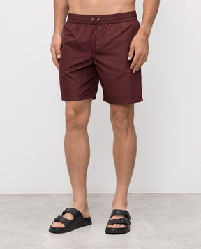 Dolce&Gabbana Бордові шорти для плавання з нашивкою логотипа M4E45TON08C