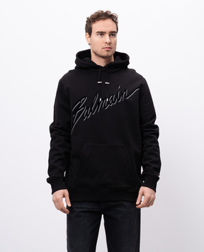 Balmain Черный худи Letter с логотипом EH1JT047BC86