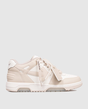Off-White Бежеві шкіряні кросівки Out Of Office M189C9L007