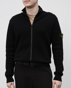 Stone Island Черный кожаный ремень с логотипом K1S159300947S0072