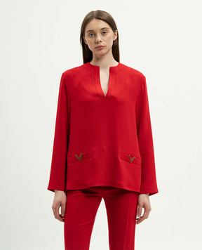 Valentino Червона блуза з металевим логотипом V 5B3AB6K01MM