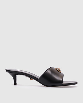 Versace Чорні шкіряні мюлі з емблемою логотипа 1018241DVT2P