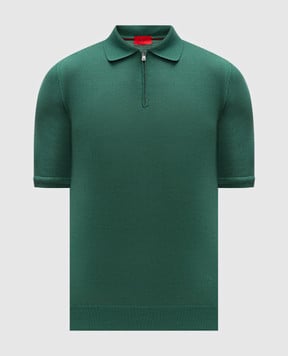 ISAIA Зеленое поло из шерсти с эмблемой MG8153YP005