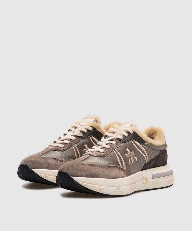 Premiata Коричневые комбинированные кроссовки Cassie на меху CASSIE изображение 2