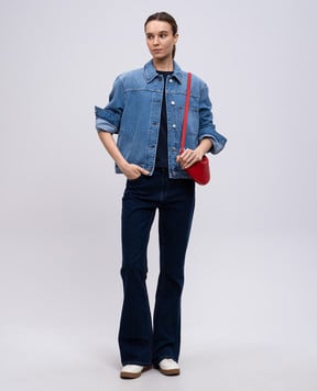 Woolrich Синя футболка з вишивкою логотипа CFWWTE0101FRUT3855