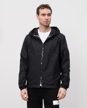 Moncler Черная ветровка с брендированной тесьмой K10911A0019268352