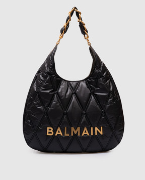 Balmain Черная стеганная сумка-тоут с логотипом EN1BT929TNDT